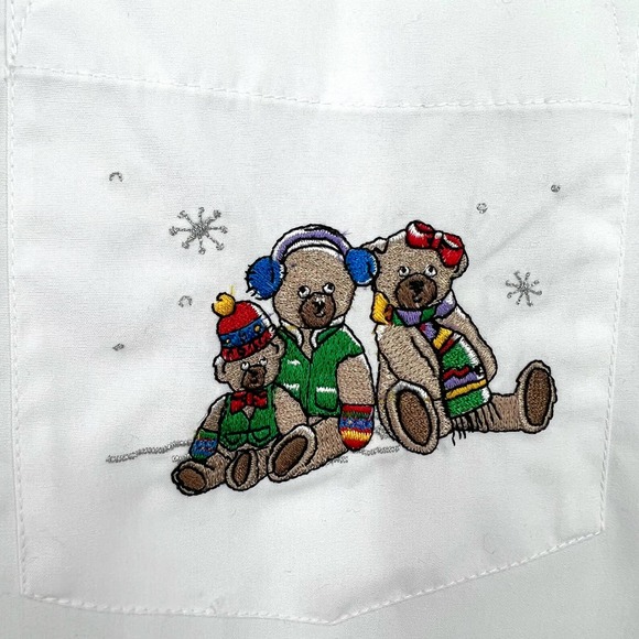 Vintage Christmas Bears Basic Editions Holiday Womens Small Blouse Shirt Top - Picture 4 of 11